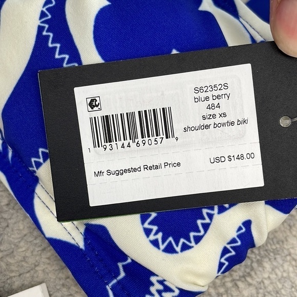 NWT Kate Spade Blue Berry Shoulder Tie Bikini Swimsuit Floral Sz XS - Picture 8 of 14